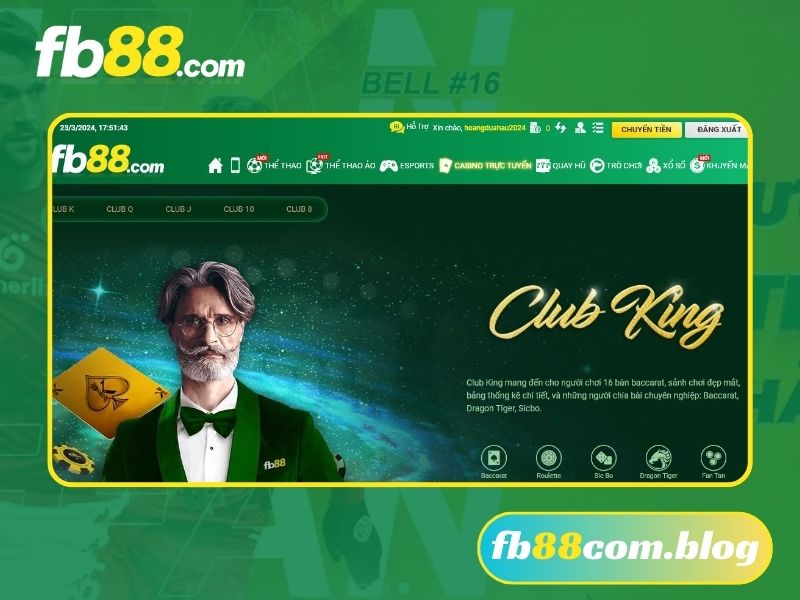 Truy cập “Casino trực tuyến” để tham gia Baccarat FB88